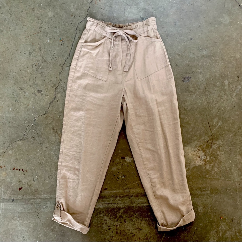 **SOLD** LINEN “Paper bag pants”